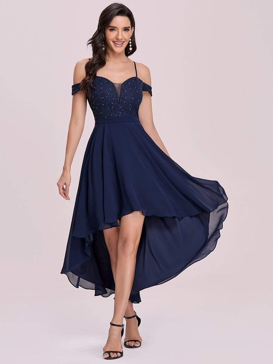 Color=Navy Blue | Asymmetrical Cold-Shoulder Chiffon High-Low Bridesmaid Dress-Navy Blue 5 Color=Navy Blue | Asymmetrical Cold-Shoulder Chiffon High-Low Bridesmaid Dress-Navy Blue 5