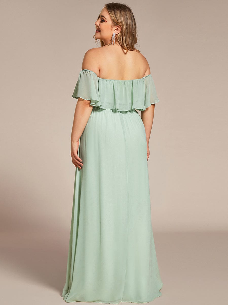 Off The Shoulder Bridesmaid Dresses Side Split Maxi #color_Mint Green Off The Shoulder Bridesmaid Dresses Side Split Maxi #color_Mint Green