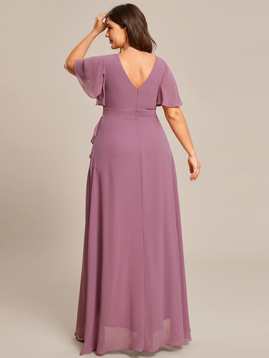 Charming Chiffon Bridesmaid Dress with Lotus Leaf Hemline #color_Purple Orchid Charming Chiffon Bridesmaid Dress with Lotus Leaf Hemline #color_Purple Orchid