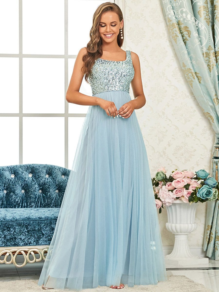 Color=Sky Blue | U Neck Sequins Maxi Long Sleeveless Sequin Tulle Bridesmaid Dress-Sky Blue 1 Color=Sky Blue | U Neck Sequins Maxi Long Sleeveless Sequin Tulle Bridesmaid Dress-Sky Blue 1