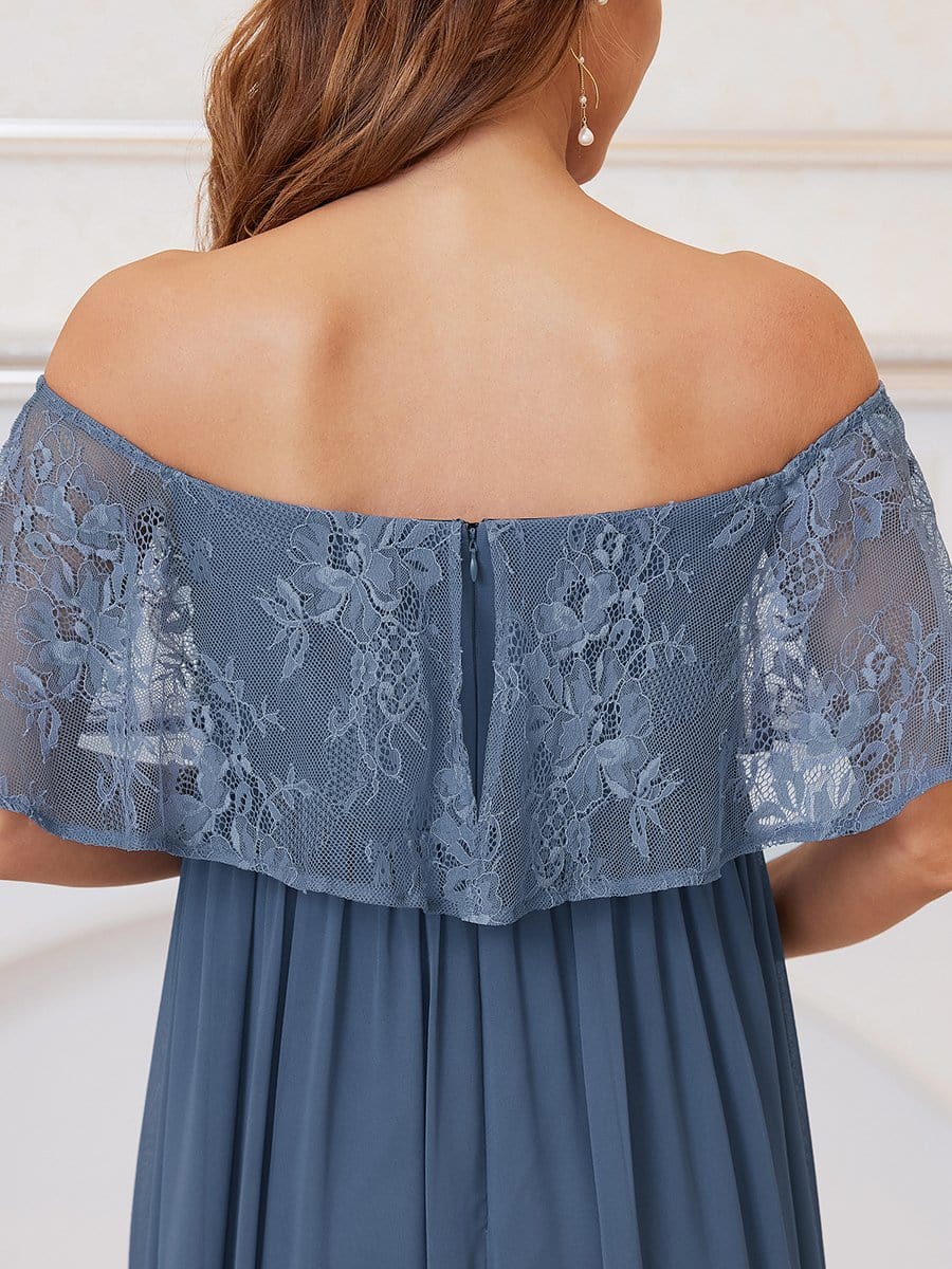 Color=Dusty Navy | Stunning Off Shoulder Pleated Maxi Maternity Dress-Dusty Navy 4 Color=Dusty Navy | Stunning Off Shoulder Pleated Maxi Maternity Dress-Dusty Navy 4