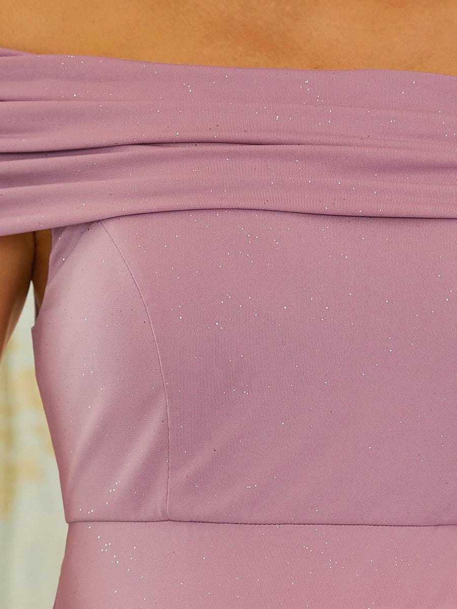 Color=Purple Orchid | Gorgeous Off Shoulder Pleated Mermaid Maternity Dress-Purple Orchid 4 Color=Purple Orchid | Gorgeous Off Shoulder Pleated Mermaid Maternity Dress-Purple Orchid 4