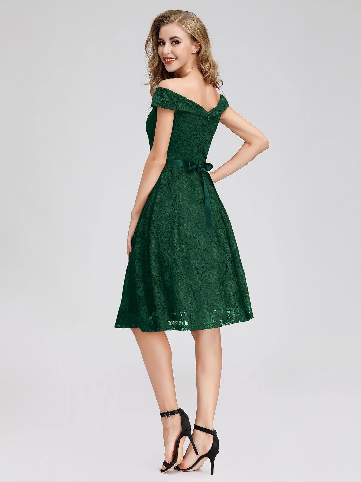 Color=Dark Green | Short Lace Off Shoulder Homecoming Dresses-Dark Green 2 Color=Dark Green | Short Lace Off Shoulder Homecoming Dresses-Dark Green 2