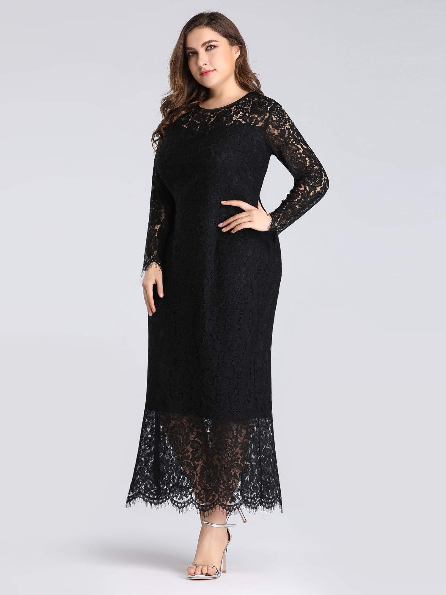 Color=Black | Long Sleeve Lace Fitted Lbd-Black 3 Color=Black | Long Sleeve Lace Fitted Lbd-Black 3