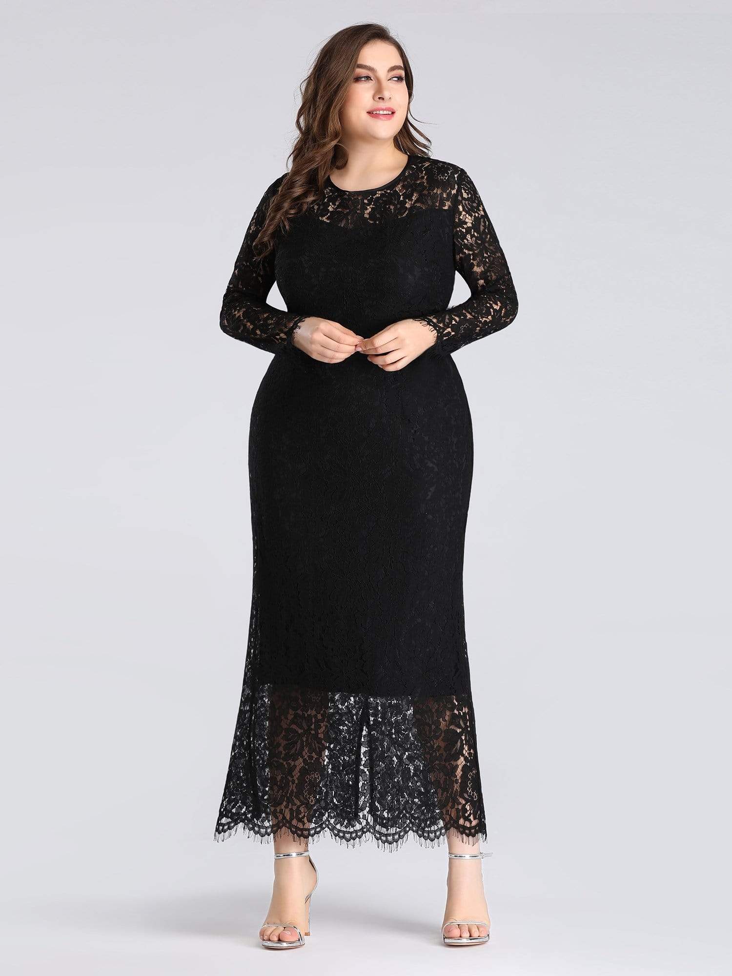Color=Black | Long Sleeve Lace Fitted Lbd-Black 4 Color=Black | Long Sleeve Lace Fitted Lbd-Black 4