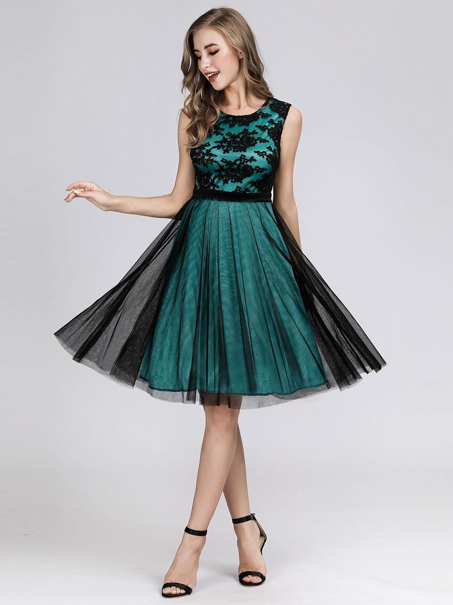 Color=Dark Green | A Line Keen Length Cocktail Dresses For Women-Dark Green 4 Color=Dark Green | A Line Keen Length Cocktail Dresses For Women-Dark Green 4