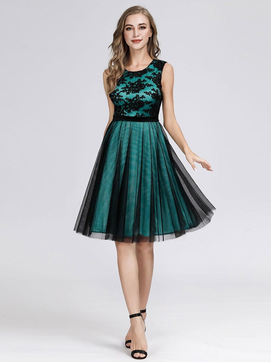 Color=Dark Green | A Line Keen Length Cocktail Dresses For Women-Dark Green 1