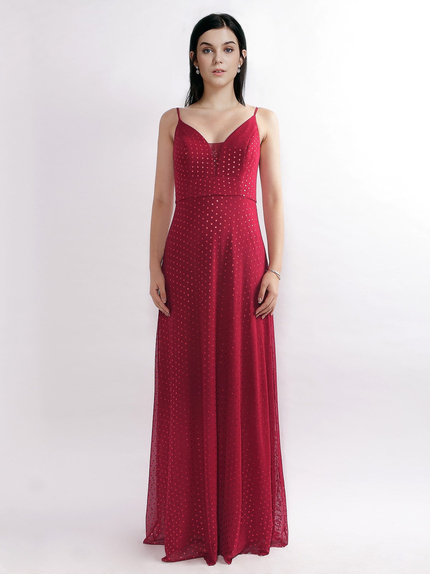 Color=Red | Women Fashion A Line V Neck Long Formal Evening Dress With Open Back-Red 1 Color=Red | Women Fashion A Line V Neck Long Formal Evening Dress With Open Back-Red 1