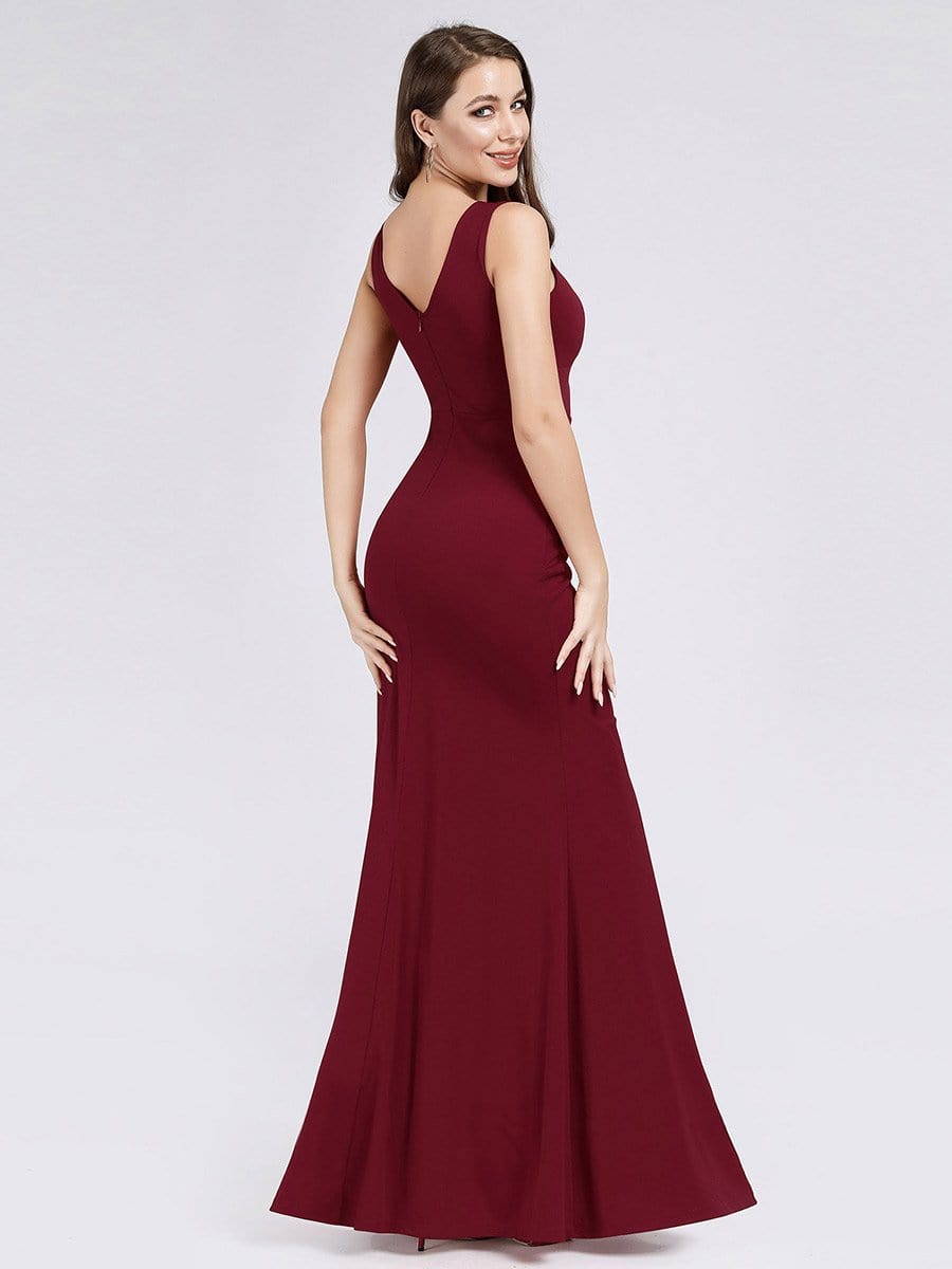 Color=Red | Women'S Long V Neck Formal Evening Dress-Red 2 Color=Red | Women'S Long V Neck Formal Evening Dress-Red 2