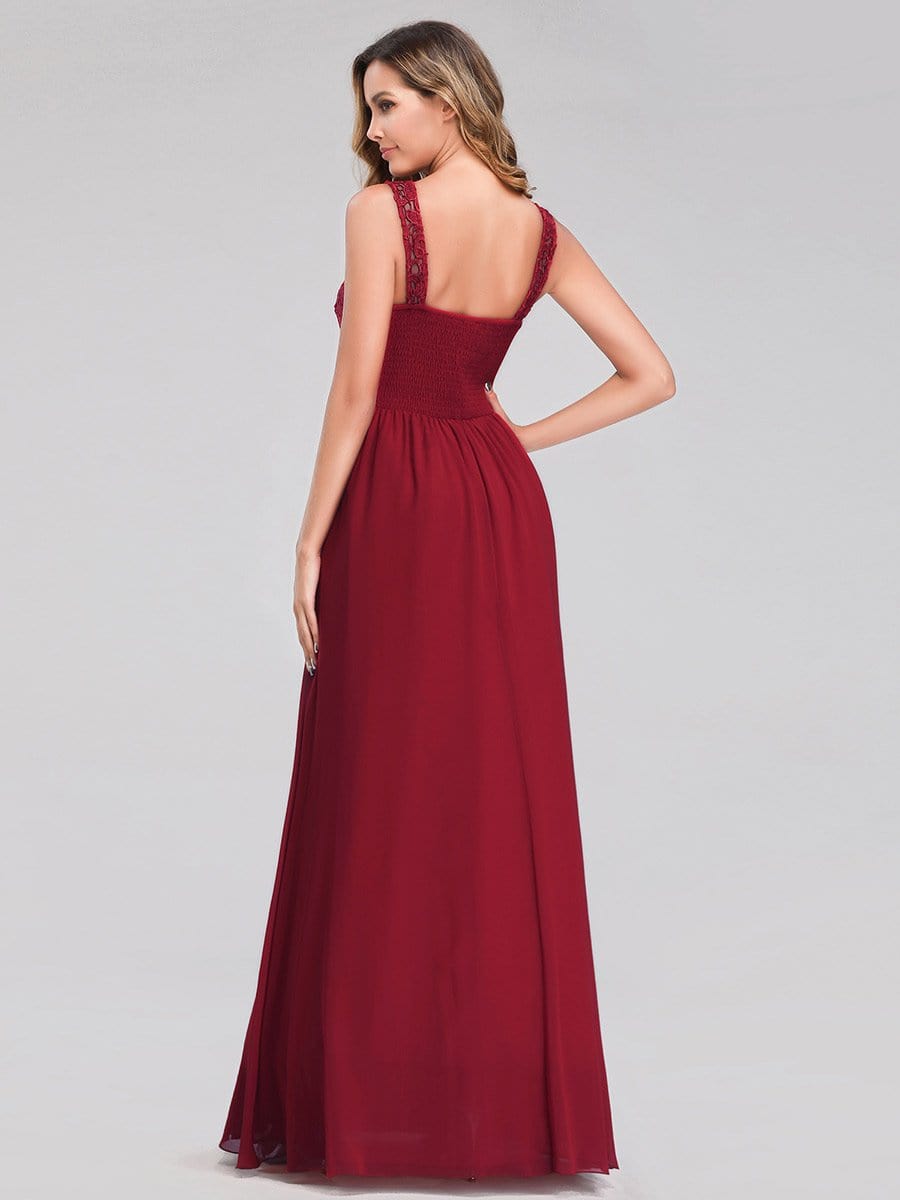 Color=Burgundy | Long Lace Illusion Evening Formal Dresses-Burgundy 2 Color=Burgundy | Long Lace Illusion Evening Formal Dresses-Burgundy 2