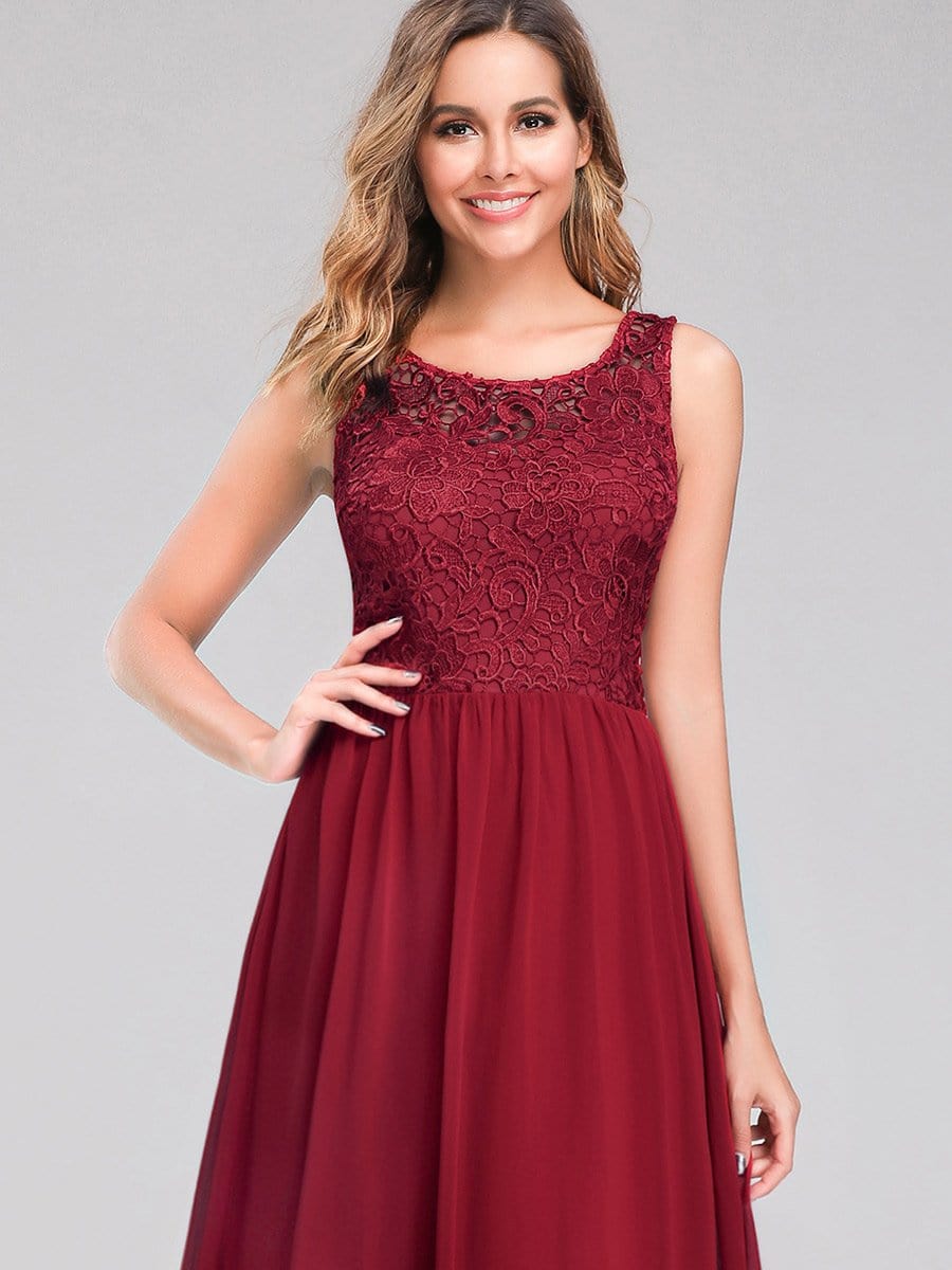 Color=Burgundy | Long Lace Illusion Evening Formal Dresses-Burgundy 5 Color=Burgundy | Long Lace Illusion Evening Formal Dresses-Burgundy 5