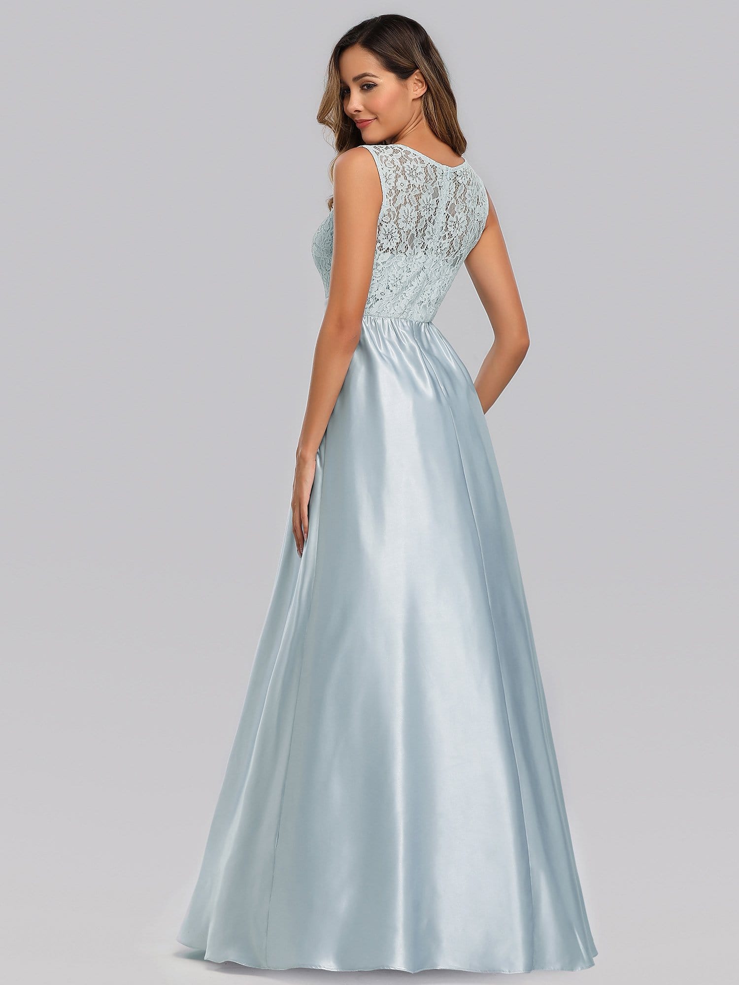 Color=Sky Blue | Long Sleeveless Lace Satin O-Neck Wedding Bridesmaid Dresses-Sky Blue 2 Color=Sky Blue | Long Sleeveless Lace Satin O-Neck Wedding Bridesmaid Dresses-Sky Blue 2