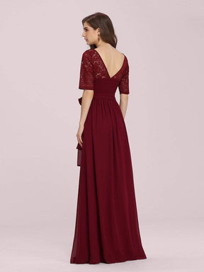 Color=Burgundy | Plus Size Long Sleeve Floor Length Evening Dress-Burgundy 2