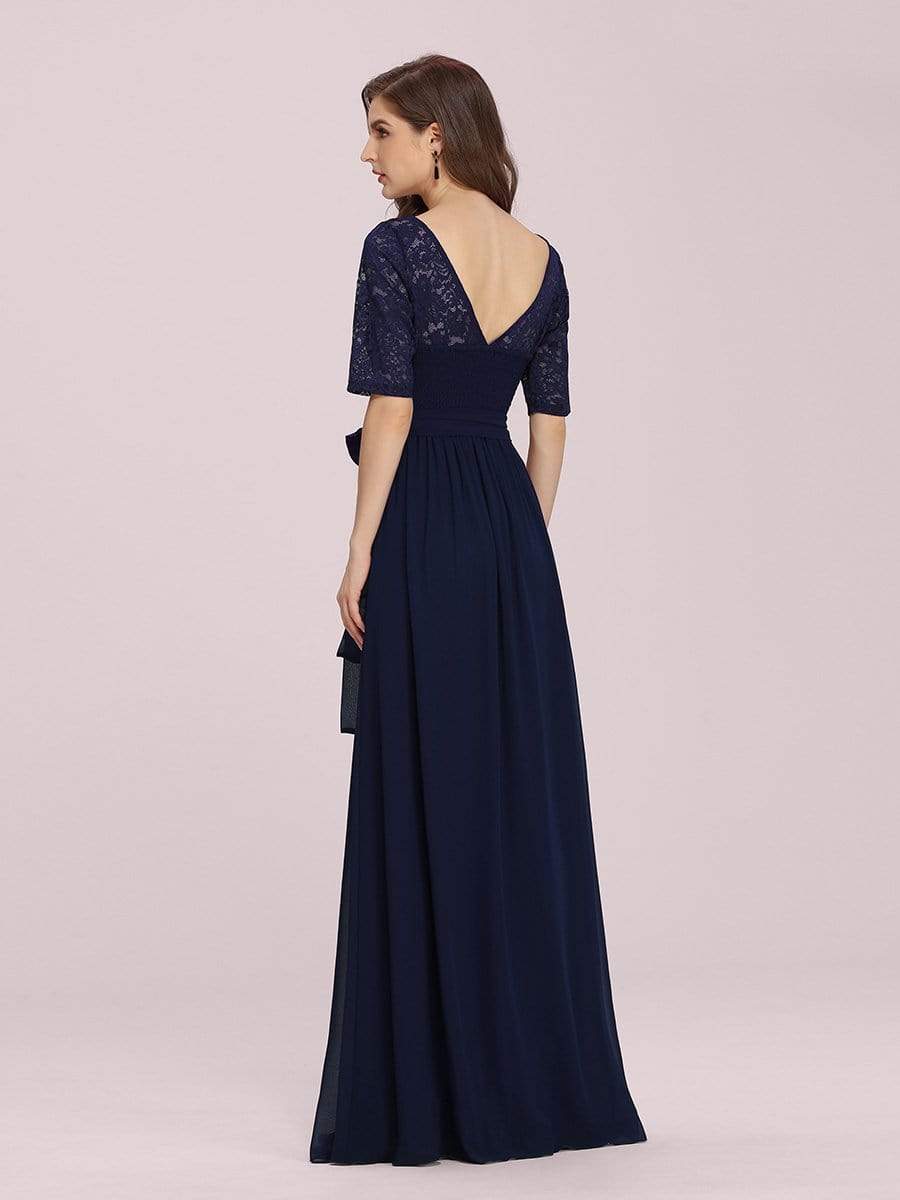 Color=Navy Blue | Plus Size Long Sleeve Floor Length Evening Dress-Navy Blue 2 Color=Navy Blue | Plus Size Long Sleeve Floor Length Evening Dress-Navy Blue 2