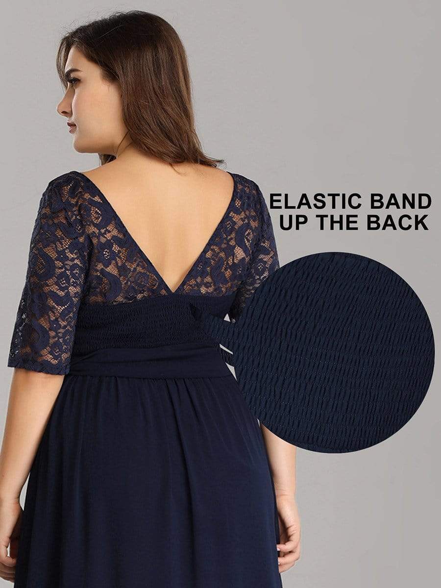 Color=Navy Blue | Plus Size Long Sleeve Floor Length Evening Dress-Navy Blue 6 Color=Navy Blue | Plus Size Long Sleeve Floor Length Evening Dress-Navy Blue 6