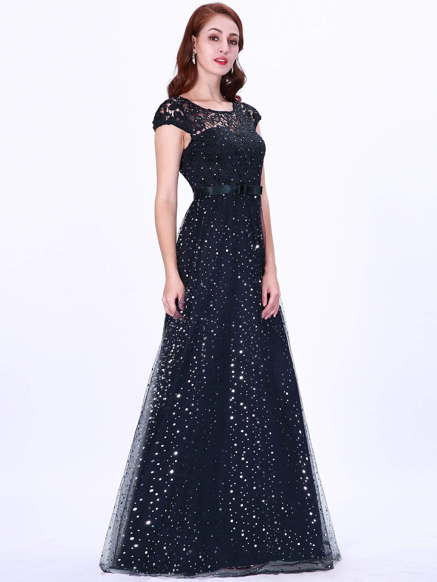 Color=Navy Blue | Elegant Cover Sleeve Floor Length Lace Evening Dress-Navy Blue 4 Color=Navy Blue | Elegant Cover Sleeve Floor Length Lace Evening Dress-Navy Blue 4