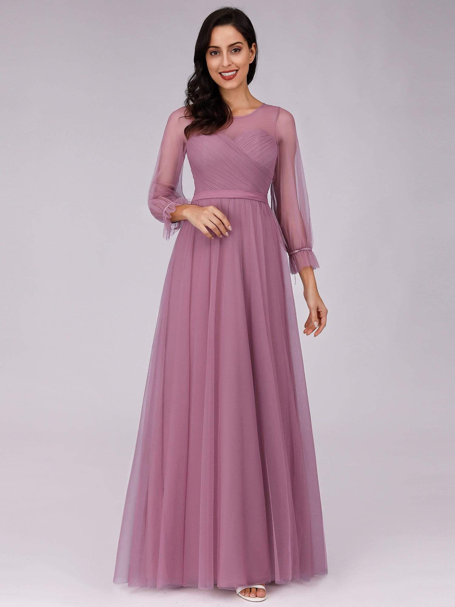 Color=Purple Orchid | Elegant Half Sleeve Floor Length Bridesmaid Dress-Purple Orchid 13 Color=Purple Orchid | Elegant Half Sleeve Floor Length Bridesmaid Dress-Purple Orchid 13