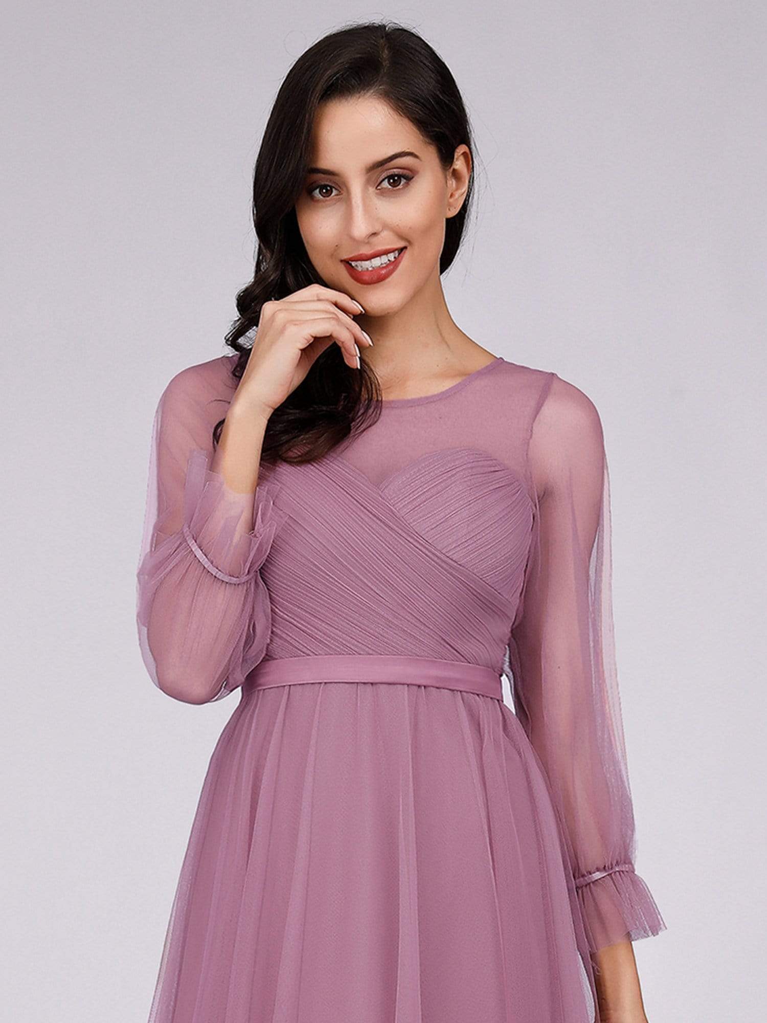 Color=Purple Orchid | Elegant Half Sleeve Floor Length Bridesmaid Dress-Purple Orchid 14 Color=Purple Orchid | Elegant Half Sleeve Floor Length Bridesmaid Dress-Purple Orchid 14