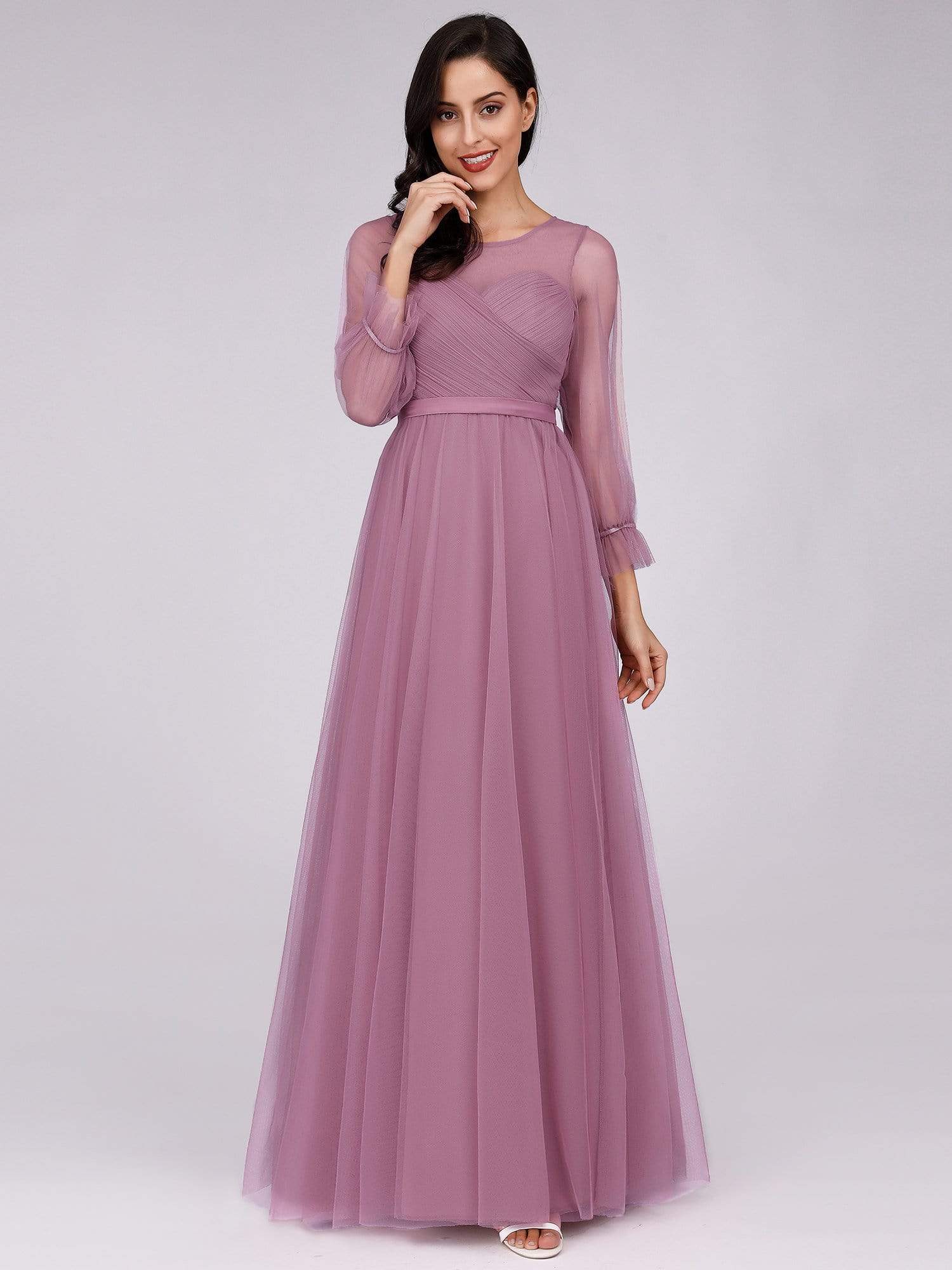 Color=Purple Orchid | Elegant Half Sleeve Floor Length Bridesmaid Dress-Purple Orchid 10 Color=Purple Orchid | Elegant Half Sleeve Floor Length Bridesmaid Dress-Purple Orchid 10