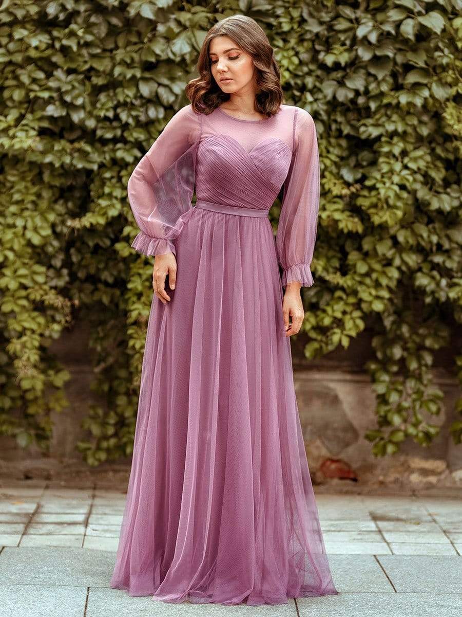 Color=Purple Orchid | Elegant Half Sleeve Floor Length Bridesmaid Dress-Purple Orchid 5 Color=Purple Orchid | Elegant Half Sleeve Floor Length Bridesmaid Dress-Purple Orchid 5