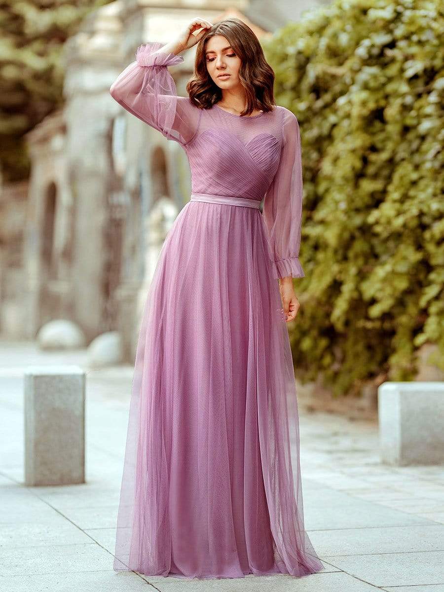 Color=Purple Orchid | Elegant Half Sleeve Floor Length Bridesmaid Dress-Purple Orchid 7 Color=Purple Orchid | Elegant Half Sleeve Floor Length Bridesmaid Dress-Purple Orchid 7