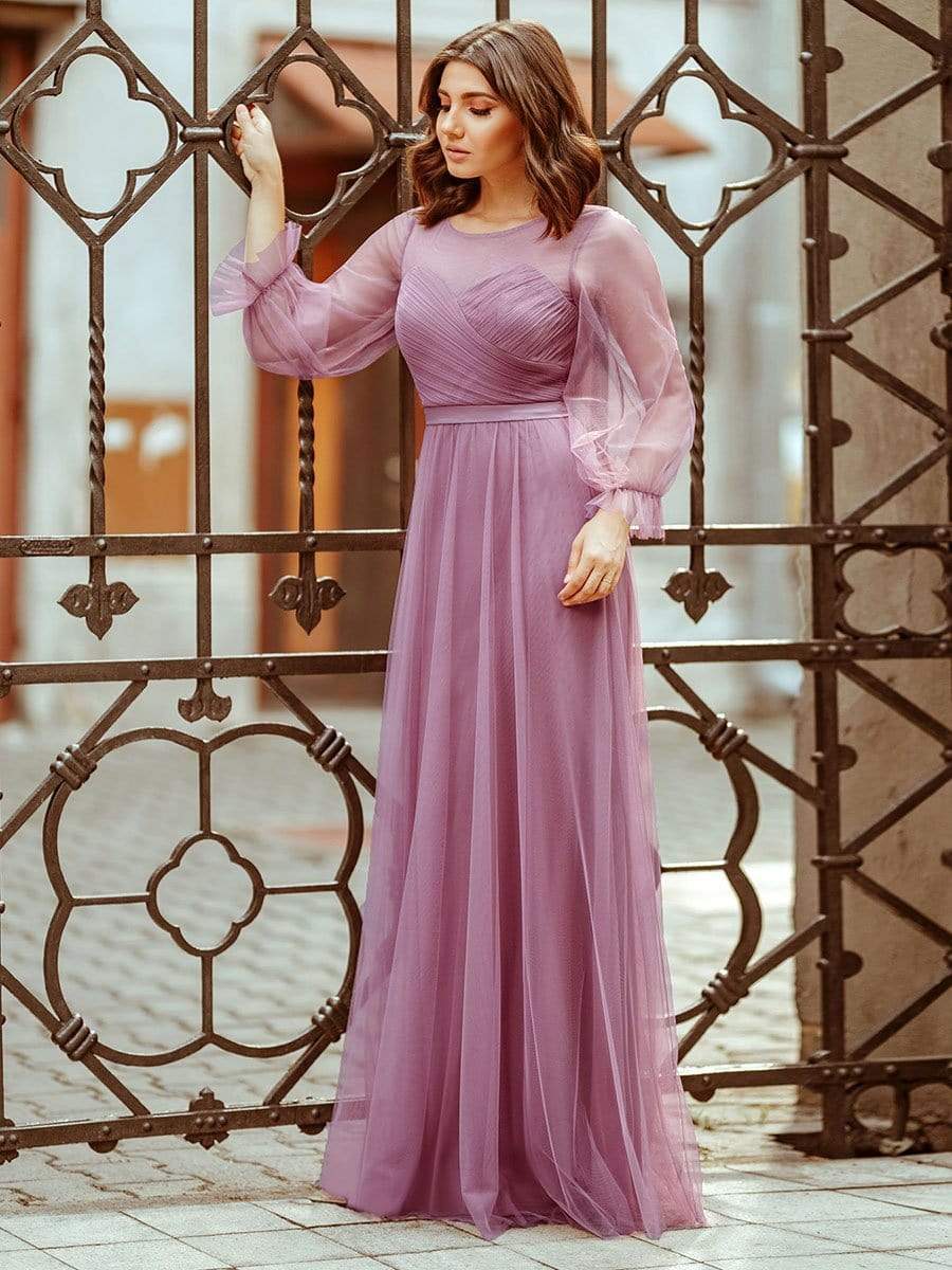 Color=Purple Orchid | Elegant Half Sleeve Floor Length Bridesmaid Dress-Purple Orchid 3 Color=Purple Orchid | Elegant Half Sleeve Floor Length Bridesmaid Dress-Purple Orchid 3