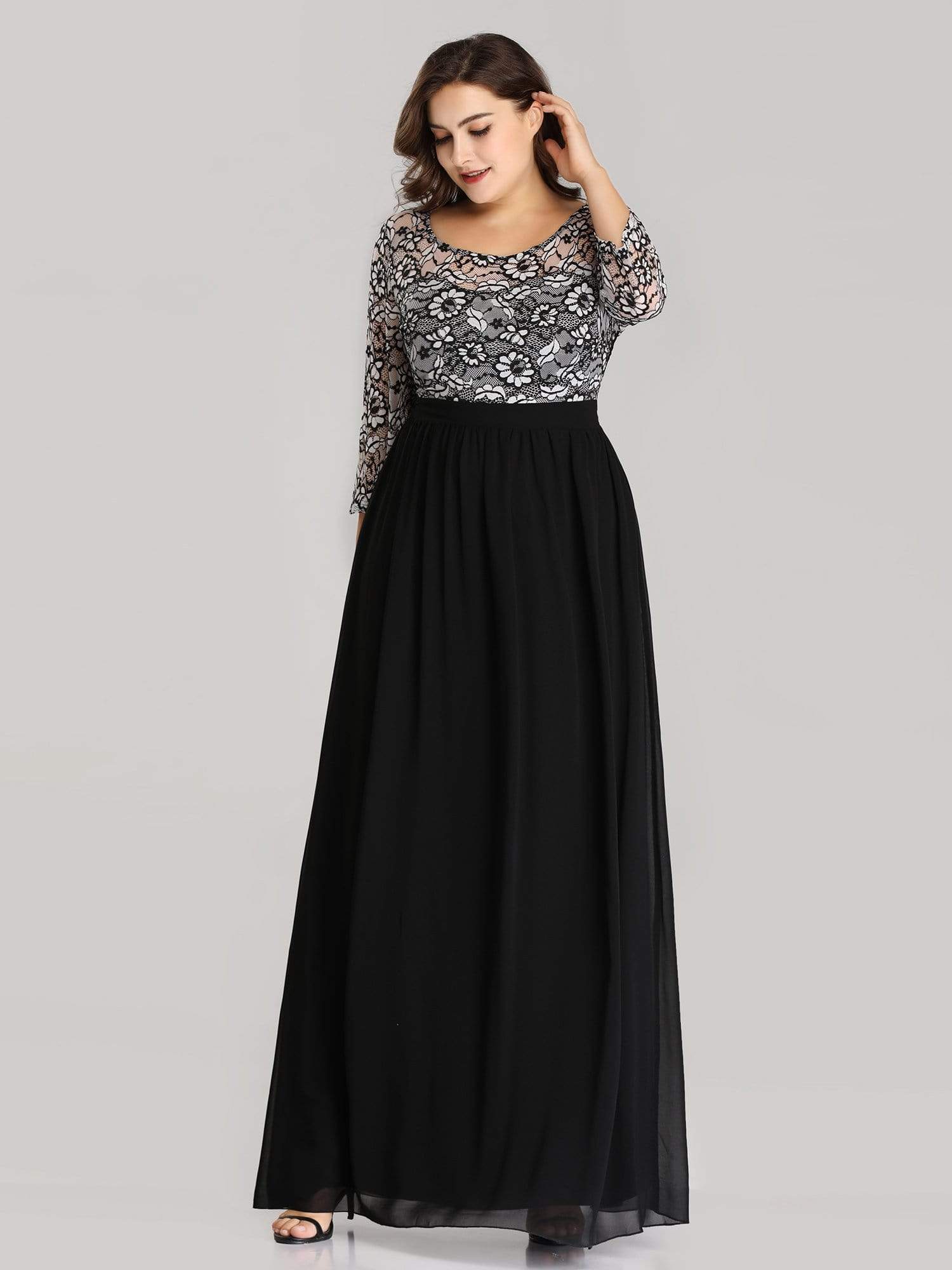 Color=Black | Women'S Plus Size Floor Length Lace Maxi Dress-Black 3 Color=Black | Women'S Plus Size Floor Length Lace Maxi Dress-Black 3