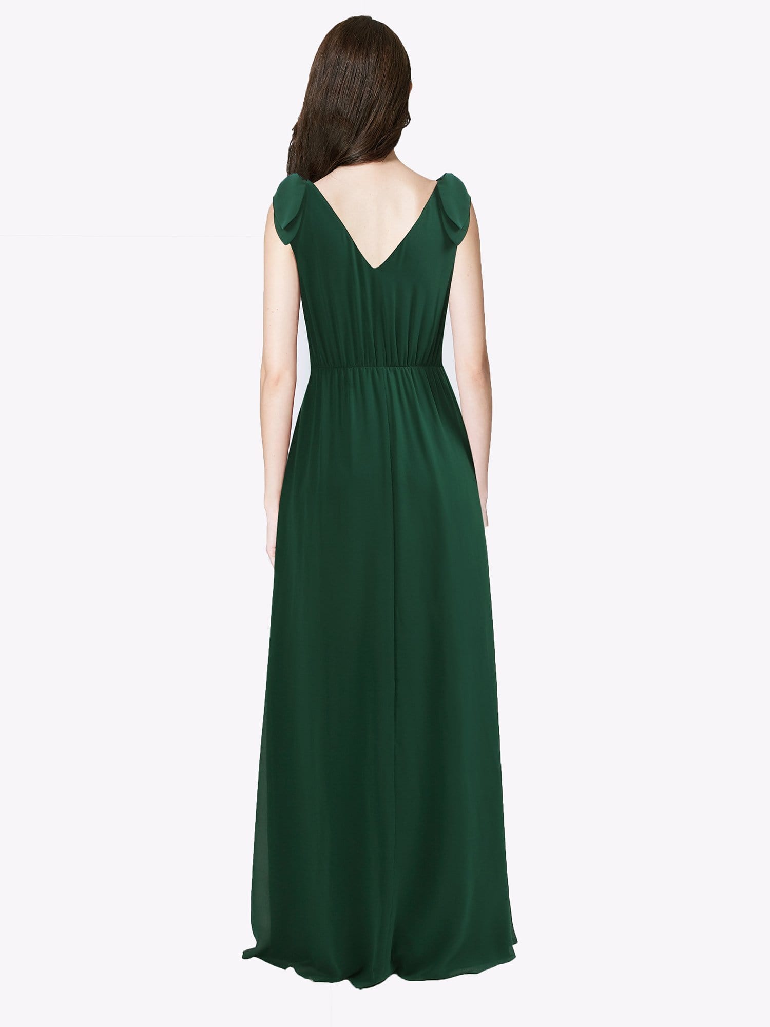 Color=Dark Green | Elegant A Line V Neck Long Chiffon Bridesmaid Dress-Dark Green 2 Color=Dark Green | Elegant A Line V Neck Long Chiffon Bridesmaid Dress-Dark Green 2