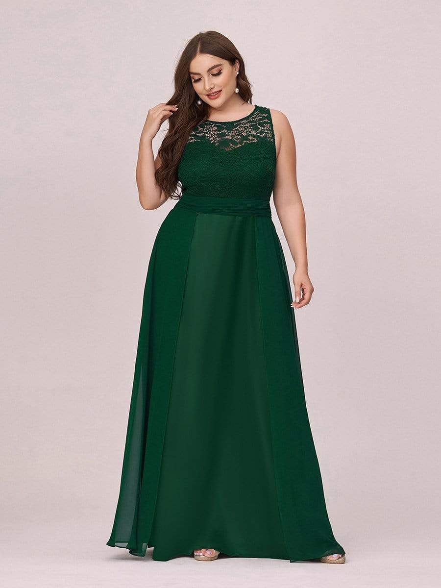 COLOR=Dark Green | Round Neck Empire Waist Lace Dresses For Women-Dark Green 4 COLOR=Dark Green | Round Neck Empire Waist Lace Dresses For Women-Dark Green 4