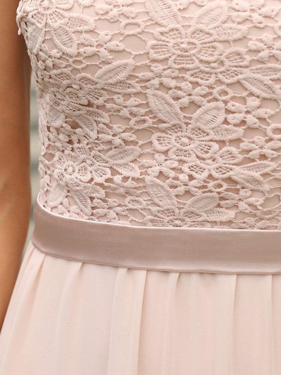 COLOR=Blush | Elegant A Line Long Chiffon Bridesmaid Dress With Lace Bodice-Blush 3 COLOR=Blush | Elegant A Line Long Chiffon Bridesmaid Dress With Lace Bodice-Blush 3
