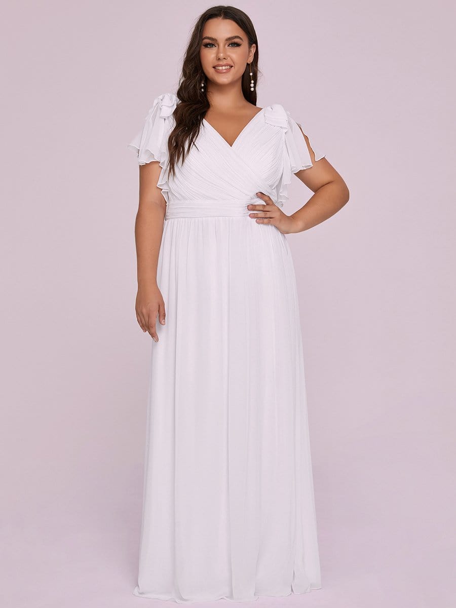 Color=White | Plus Size Ruffles Sleeves Evening Dress-White 3 Color=White | Plus Size Ruffles Sleeves Evening Dress-White 3
