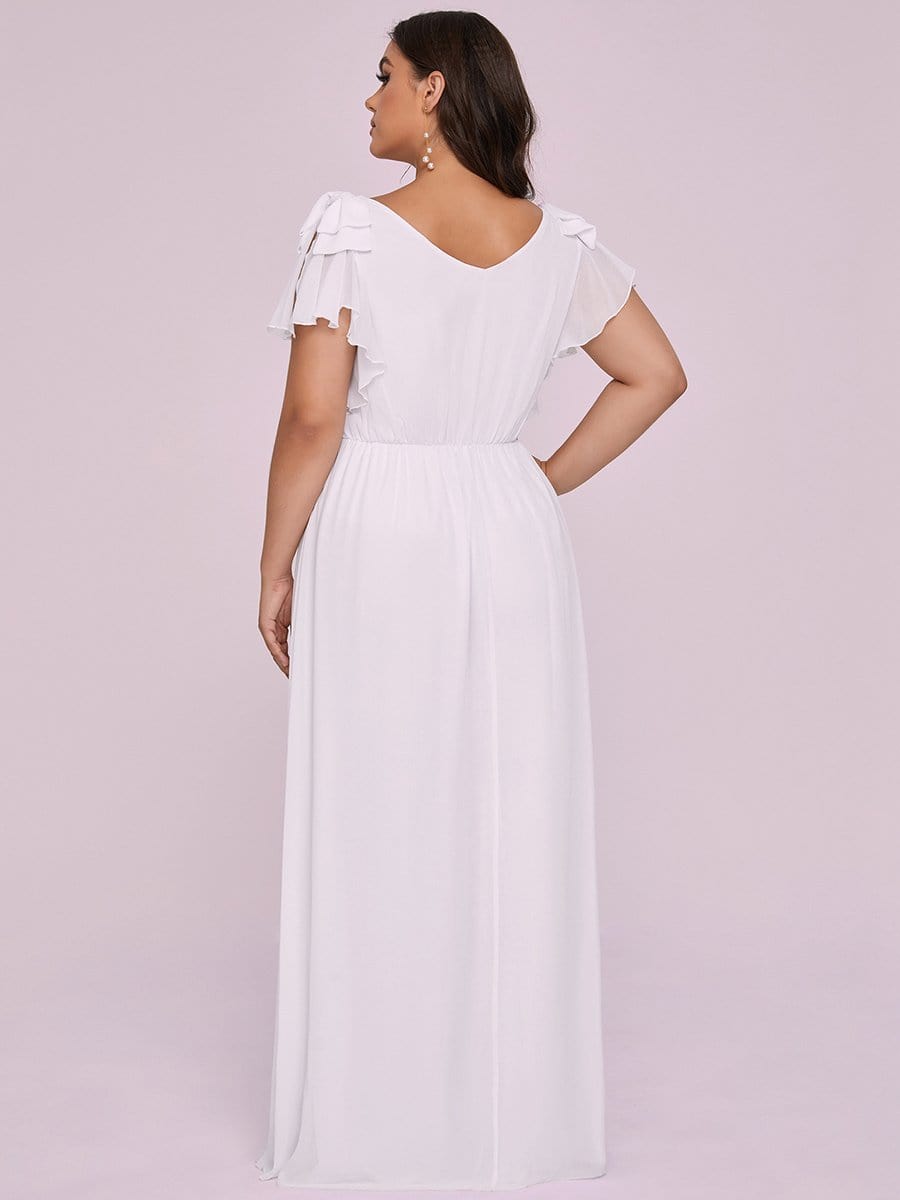 Color=White | Plus Size Ruffles Sleeves Evening Dress-White 5 Color=White | Plus Size Ruffles Sleeves Evening Dress-White 5