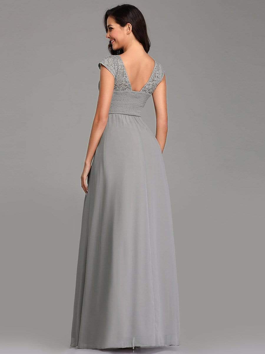 Color=Grey | Women'S V Neck Empire Waist Bridesmaid Dress-Grey 2 Color=Grey | Women'S V Neck Empire Waist Bridesmaid Dress-Grey 2
