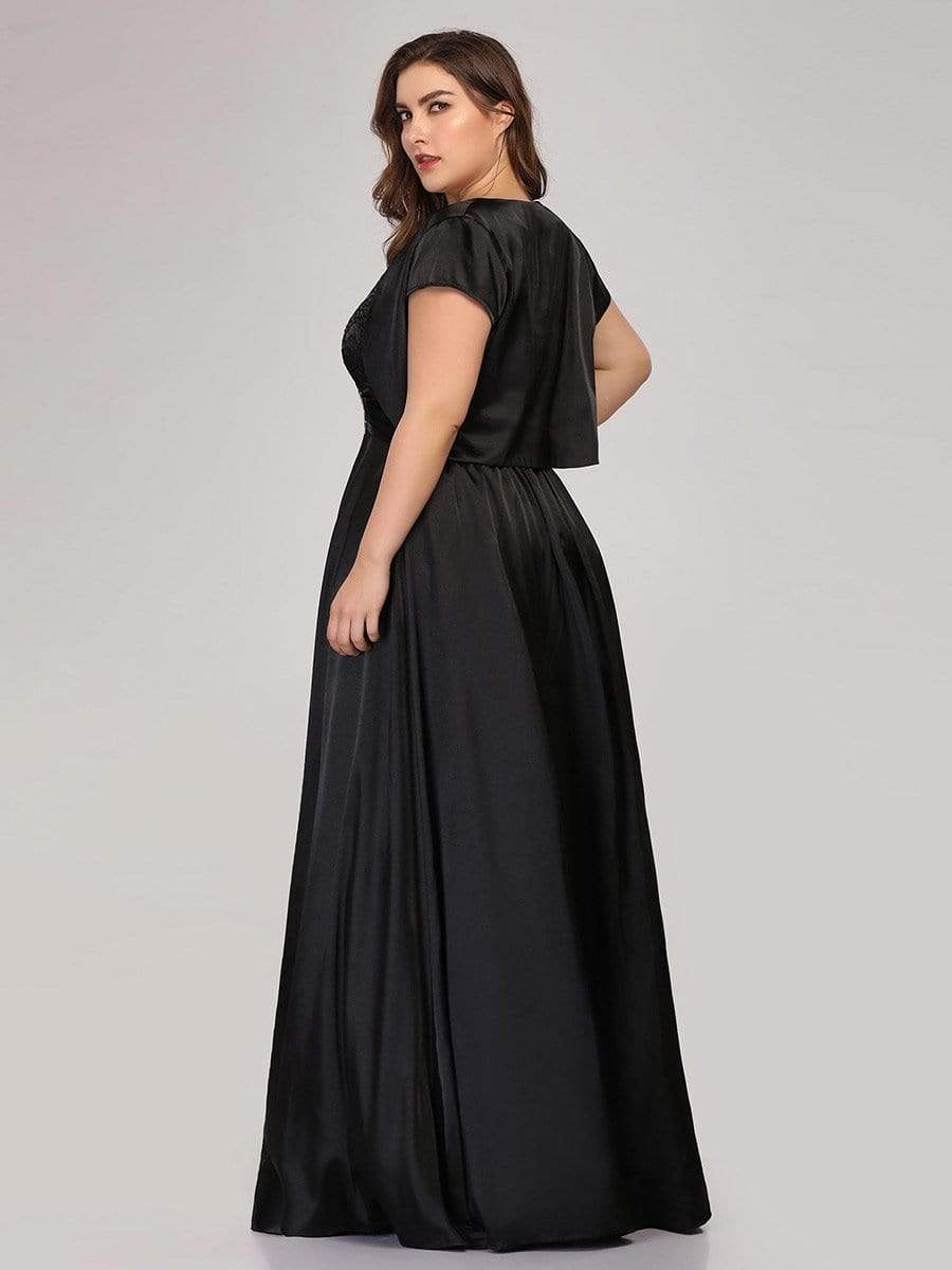 Color=Black | Women'S A-Line Mother Of The Bride Dress-Black 2 Color=Black | Women'S A-Line Mother Of The Bride Dress-Black 2