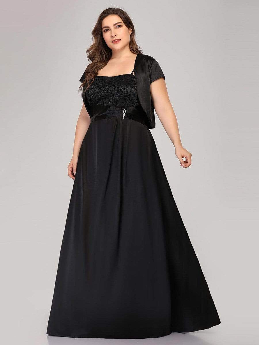 Color=Black | Women'S A-Line Mother Of The Bride Dress-Black 3 Color=Black | Women'S A-Line Mother Of The Bride Dress-Black 3