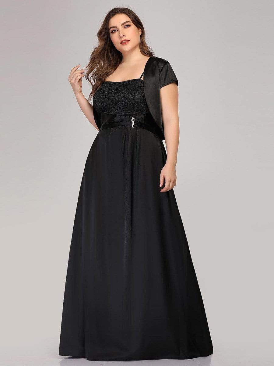 Color=Black | Women'S A-Line Mother Of The Bride Dress-Black 4 Color=Black | Women'S A-Line Mother Of The Bride Dress-Black 4