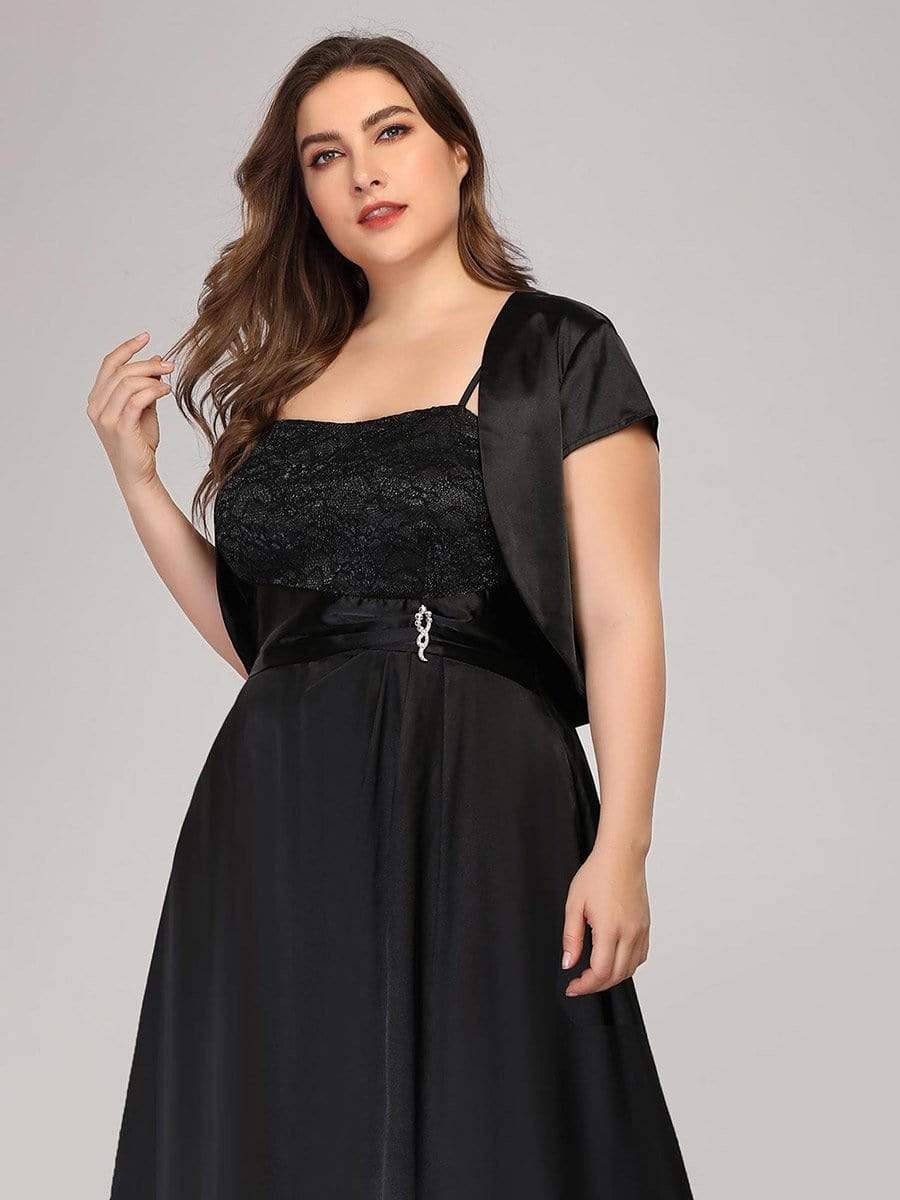Color=Black | Women'S A-Line Mother Of The Bride Dress-Black 5 Color=Black | Women'S A-Line Mother Of The Bride Dress-Black 5