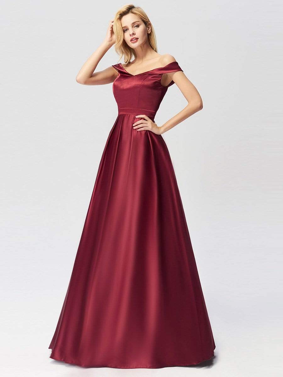 Color=Burgundy | Women'S Elegant Off Shoulder Floor Length Prom Dress-Burgundy 2 Color=Burgundy | Women'S Elegant Off Shoulder Floor Length Prom Dress-Burgundy 2