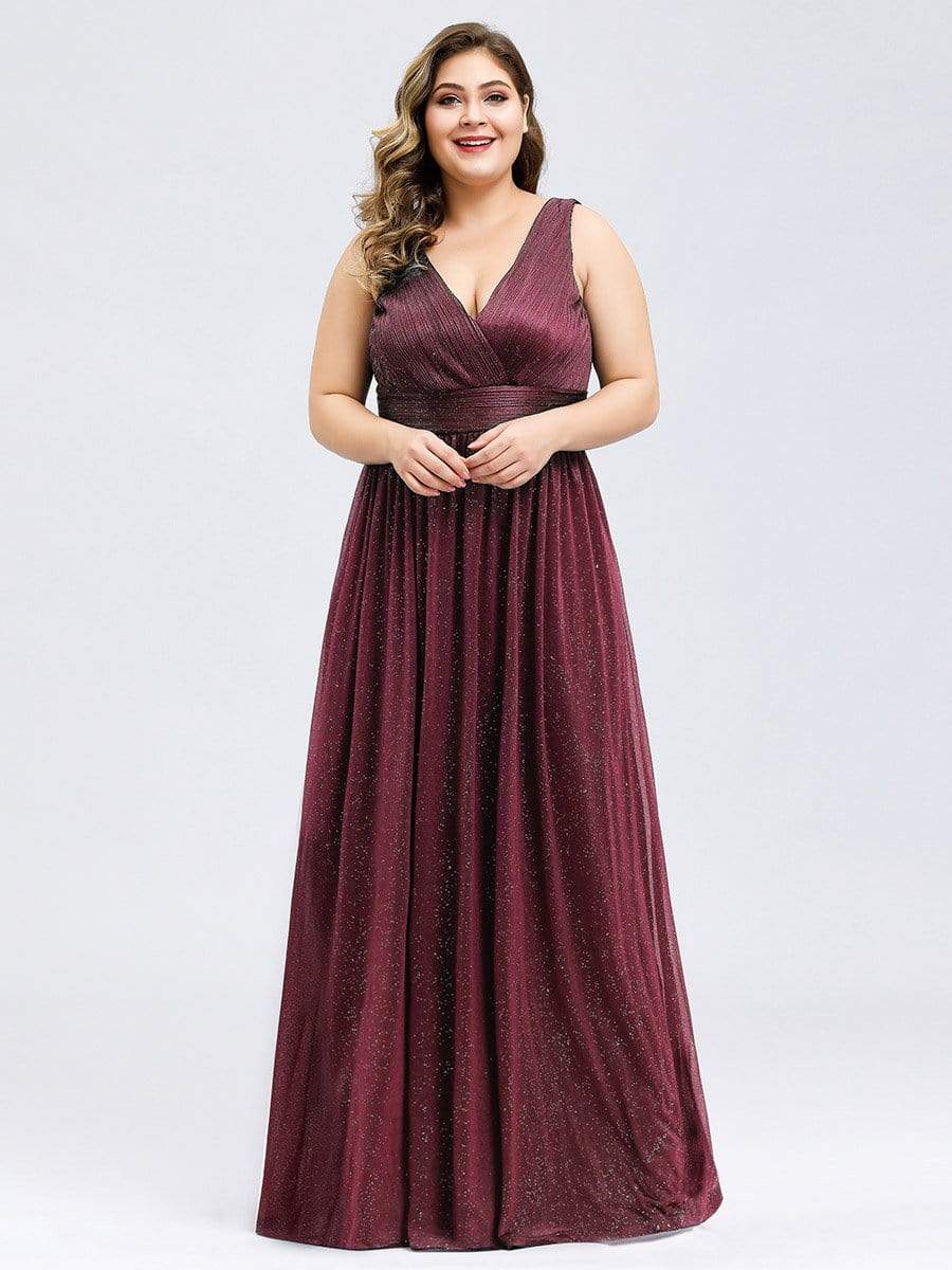 Color=Burgundy | Women'S Deep V Neck Floor Length Evening Dress-Burgundy 6 Color=Burgundy | Women'S Deep V Neck Floor Length Evening Dress-Burgundy 6