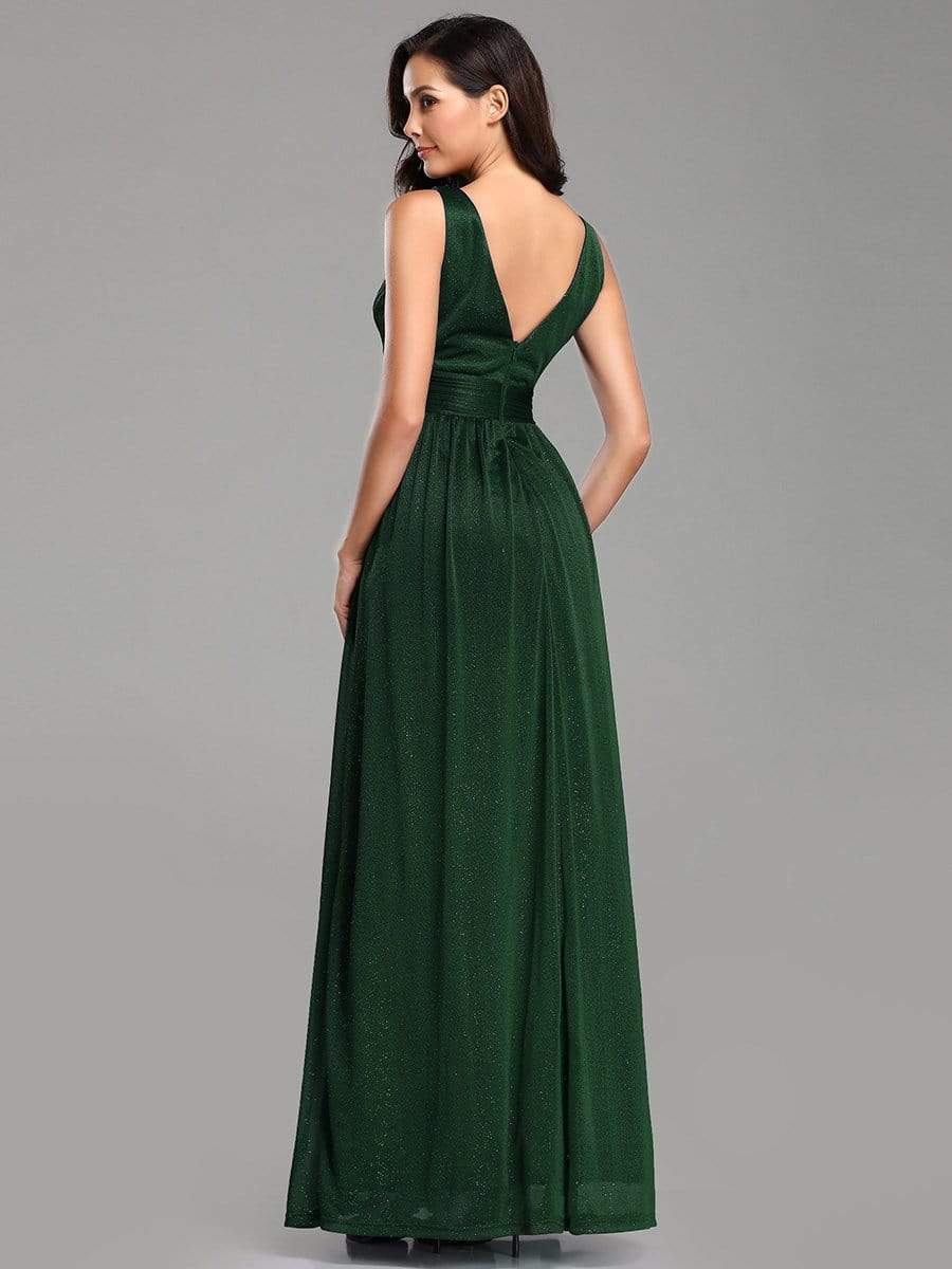 Color=Dark Green | Women'S Deep V Neck Floor Length Evening Dress-Dark Green 2 Color=Dark Green | Women'S Deep V Neck Floor Length Evening Dress-Dark Green 2
