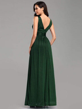 Color=Dark Green | Women'S Deep V Neck Floor Length Evening Dress-Dark Green 2