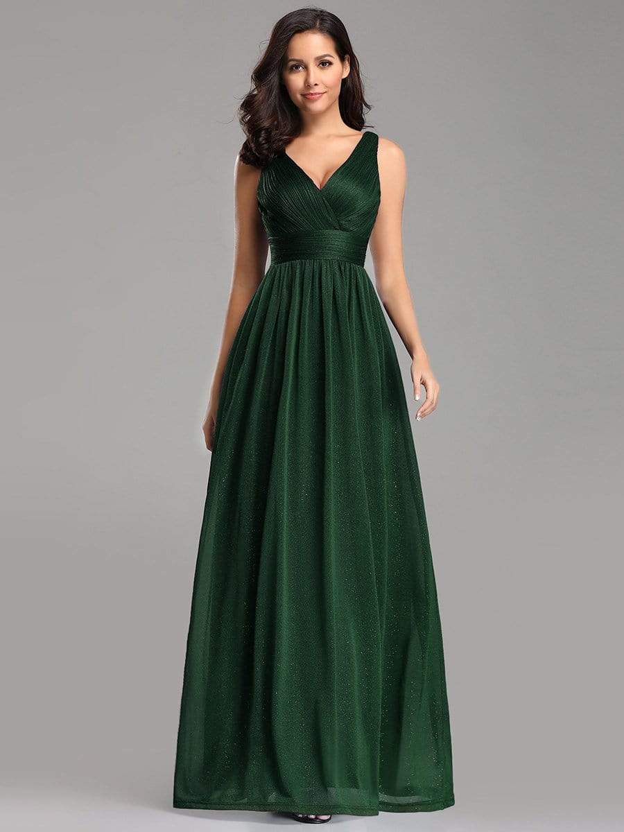 Color=Dark Green | Women'S Deep V Neck Floor Length Evening Dress-Dark Green 1 Color=Dark Green | Women'S Deep V Neck Floor Length Evening Dress-Dark Green 1