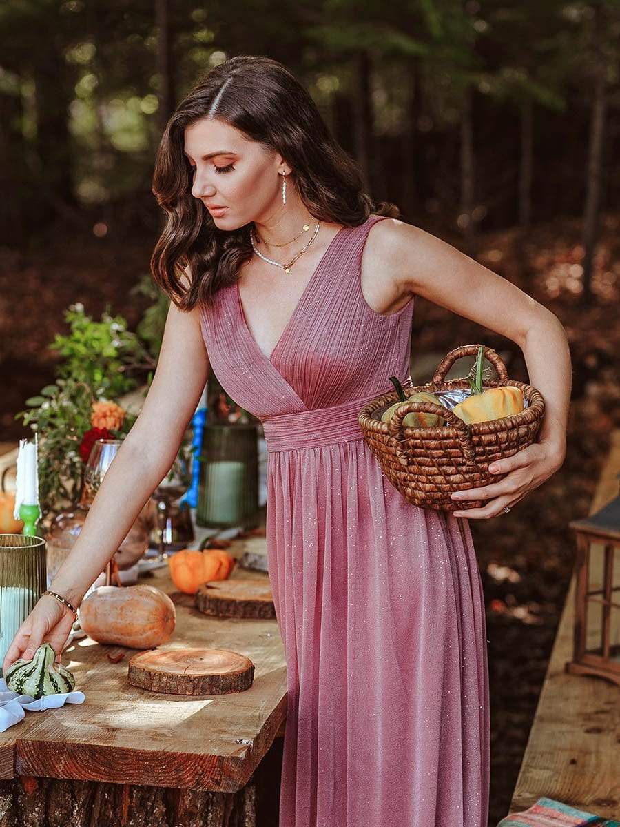 Color=Purple Orchid | Women'S Deep V Neck Floor Length Evening Dress-Purple Orchid 3 Color=Purple Orchid | Women'S Deep V Neck Floor Length Evening Dress-Purple Orchid 3