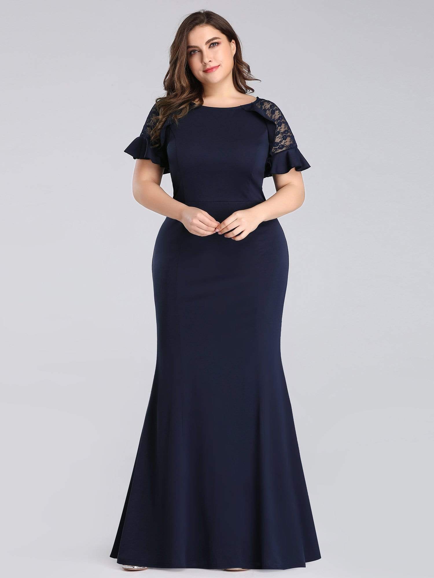 COLOR=Navy Blue | Plus Size Fitted Navy Blue Evening Dress-Navy Blue 5 COLOR=Navy Blue | Plus Size Fitted Navy Blue Evening Dress-Navy Blue 5