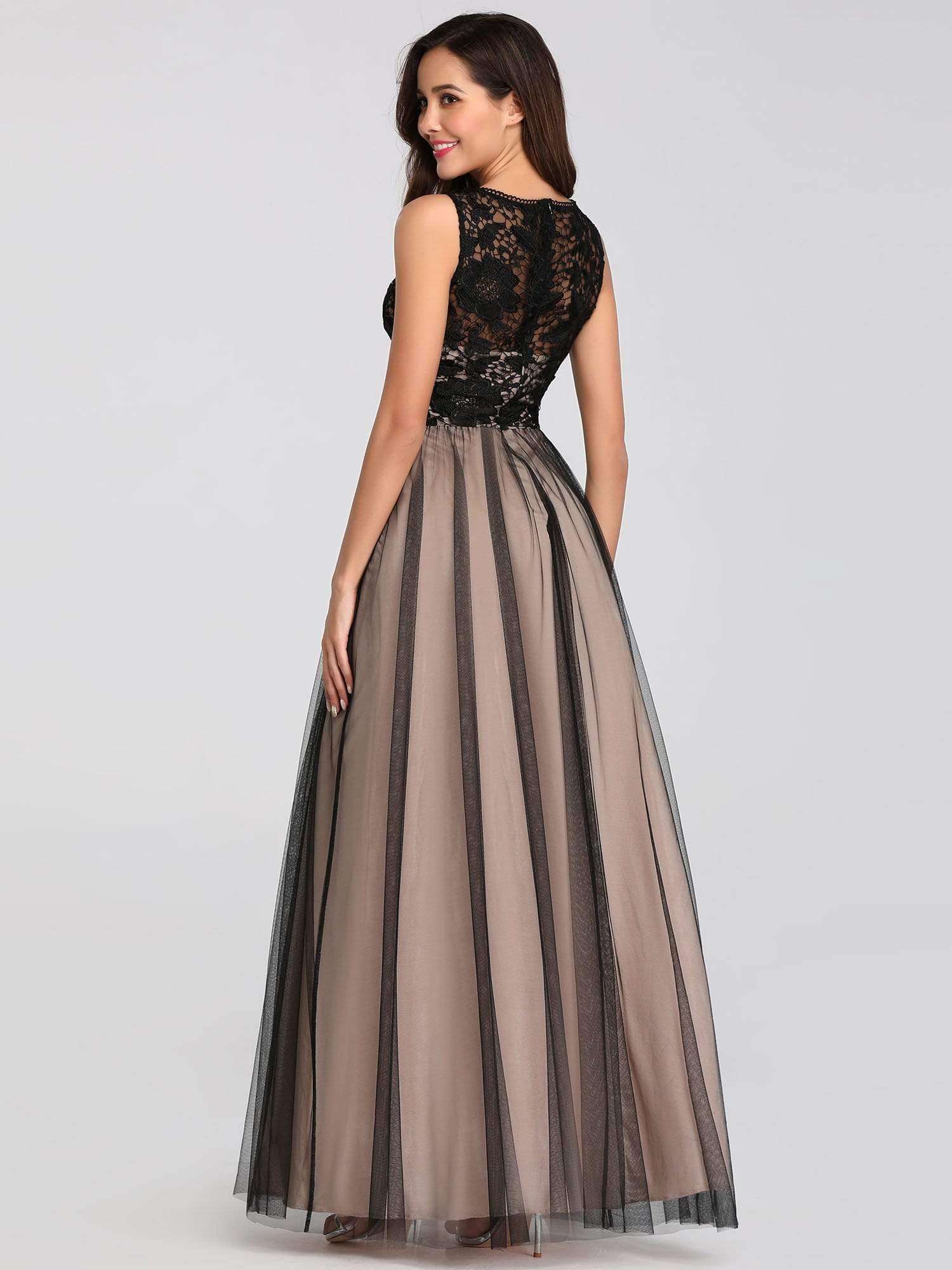 Color=Black | Maxi Long Prom Dresses With Mesh-Black 6 Color=Black | Maxi Long Prom Dresses With Mesh-Black 6
