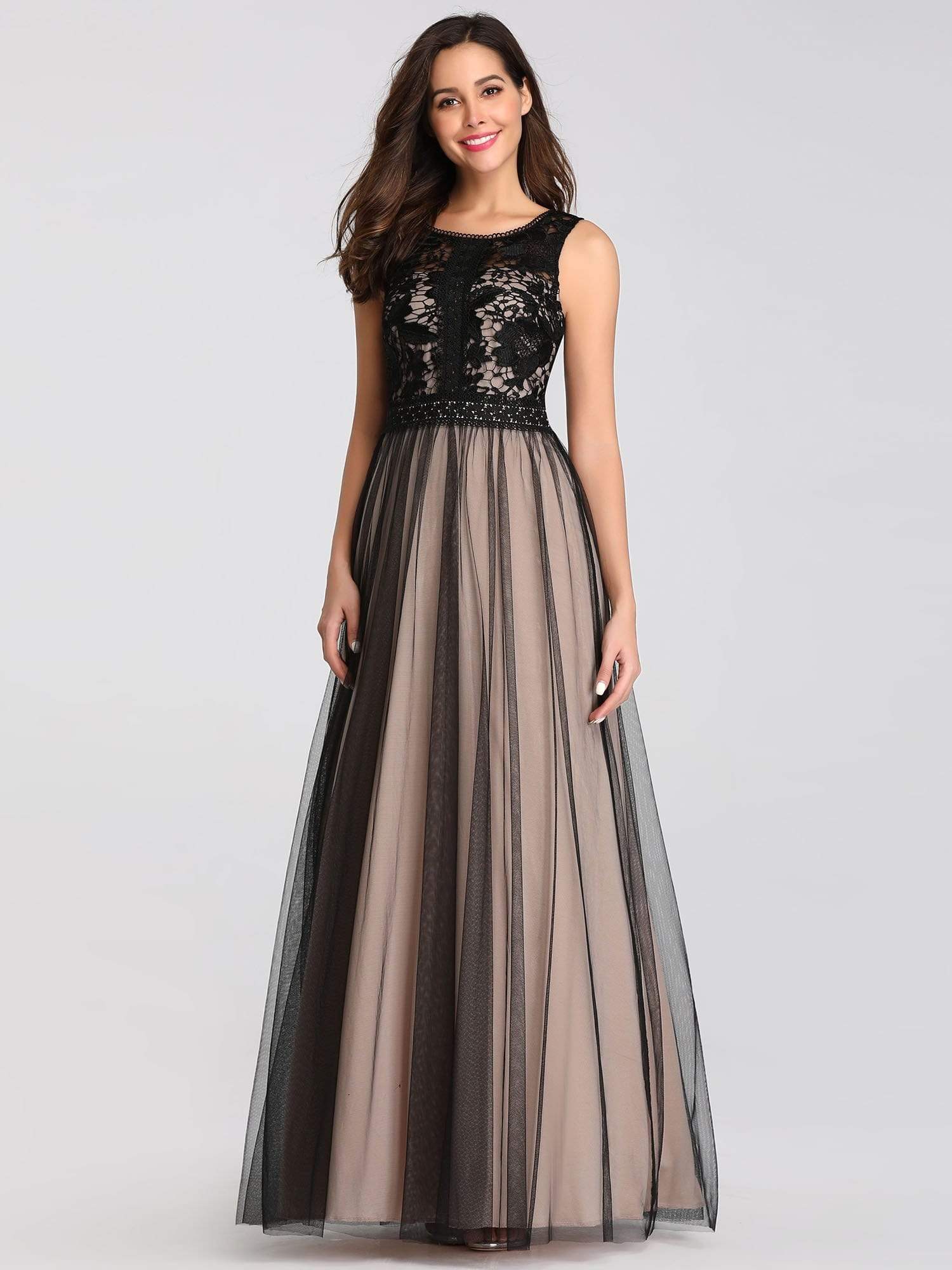 Color=Black | Maxi Long Prom Dresses With Mesh-Black 8 Color=Black | Maxi Long Prom Dresses With Mesh-Black 8