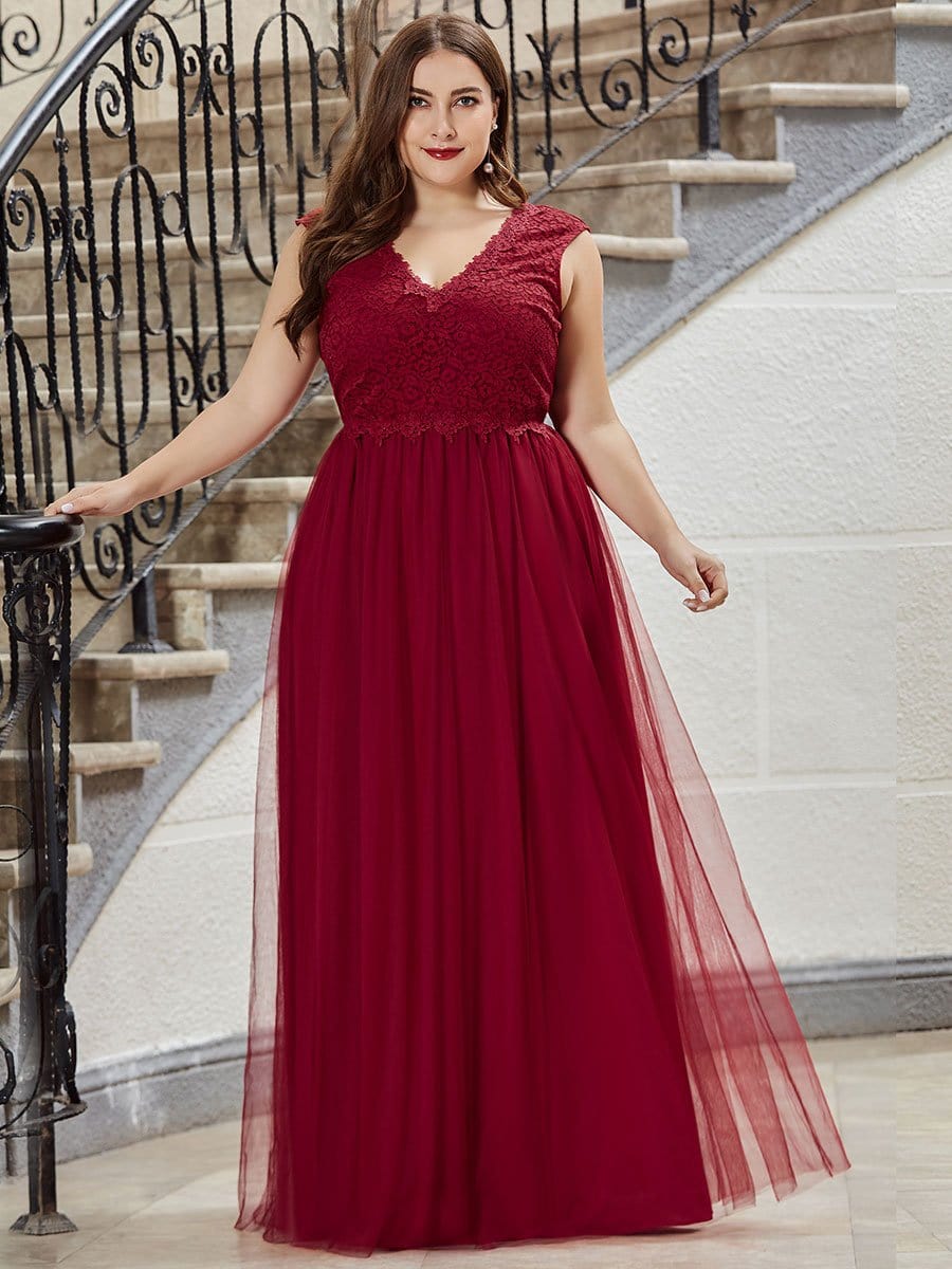COLOR=Burgundy | Elegant Burgundy Maxi Long Lace Dresses-Burgundy 4 COLOR=Burgundy | Elegant Burgundy Maxi Long Lace Dresses-Burgundy 4