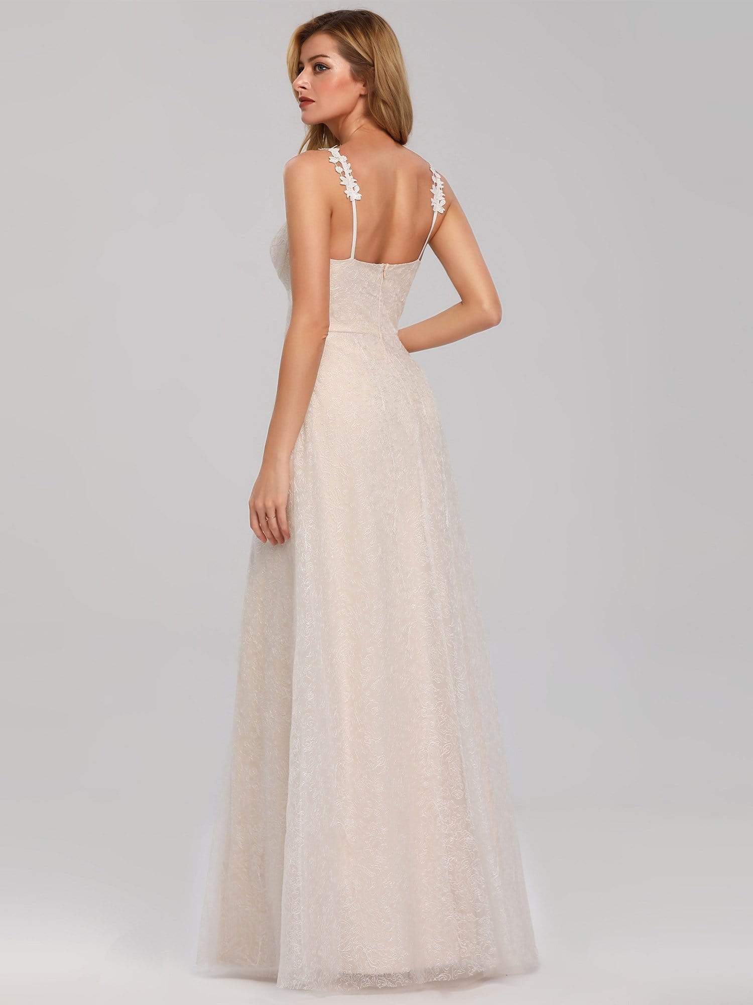 Color=Cream | Spaghetti Straps Sweet Heart Neckline Lace Wedding Dresses-Cream 8 Color=Cream | Spaghetti Straps Sweet Heart Neckline Lace Wedding Dresses-Cream 8