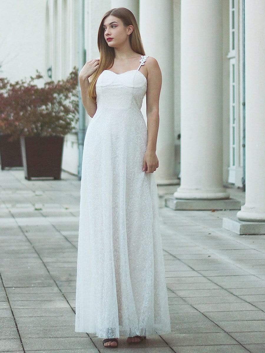 Color=Cream | Spaghetti Straps Sweet Heart Neckline Lace Wedding Dresses-Cream 4 Color=Cream | Spaghetti Straps Sweet Heart Neckline Lace Wedding Dresses-Cream 4