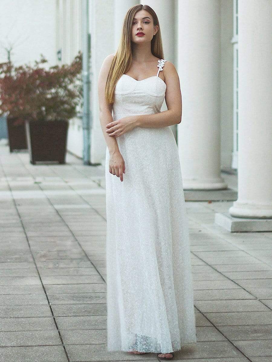 Color=Cream | Spaghetti Straps Sweet Heart Neckline Lace Wedding Dresses-Cream 6 Color=Cream | Spaghetti Straps Sweet Heart Neckline Lace Wedding Dresses-Cream 6